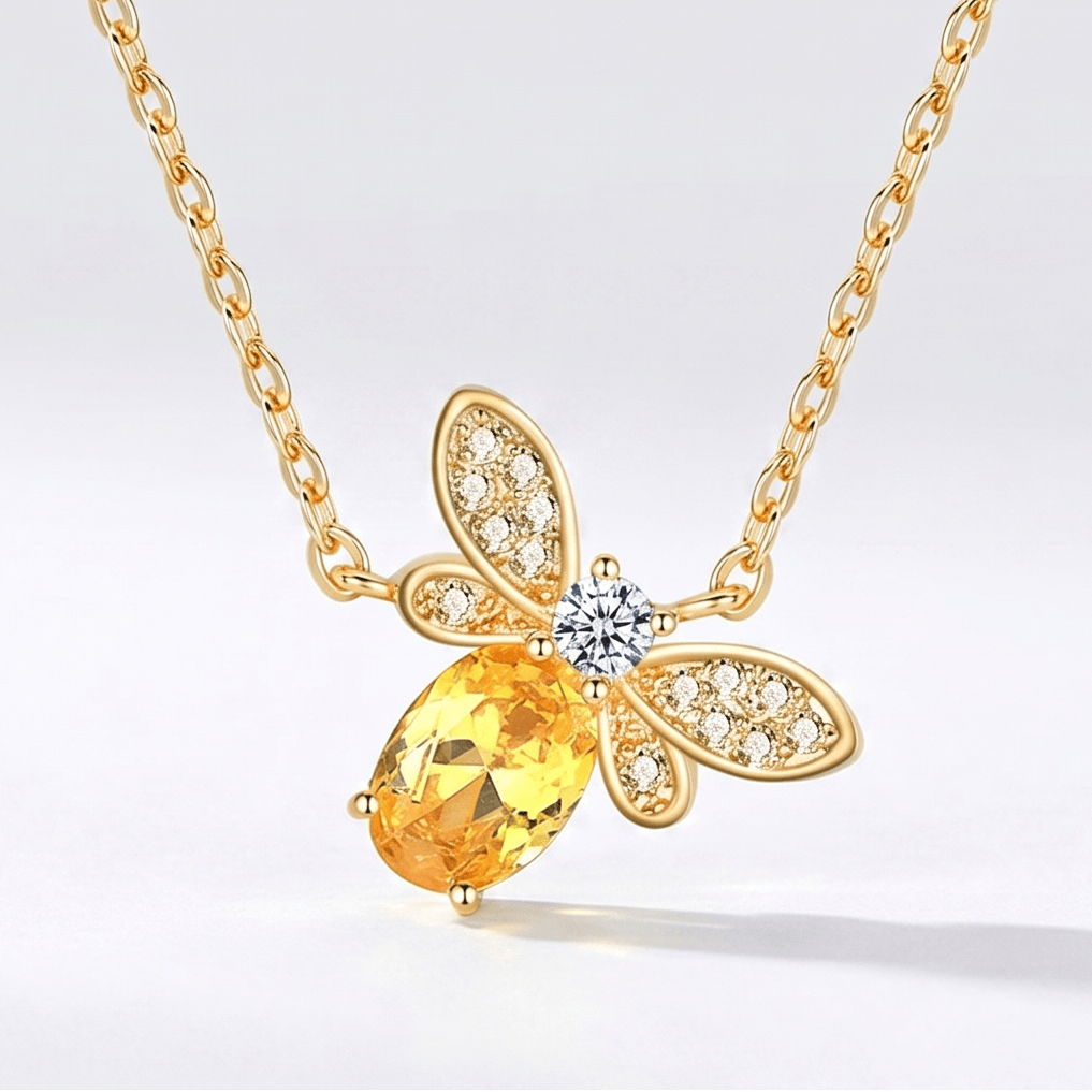 Yellow Crystal Bee Necklace