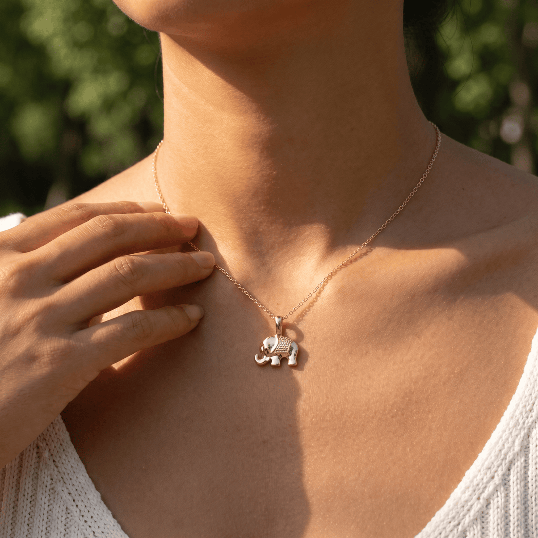 Trunk Up Elephant Necklace
