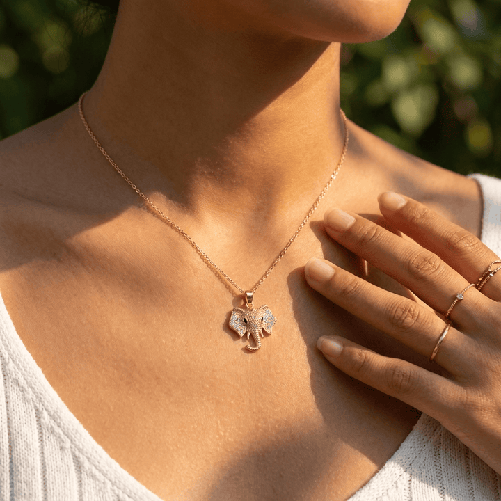 Golden Guardian Elephant Necklace