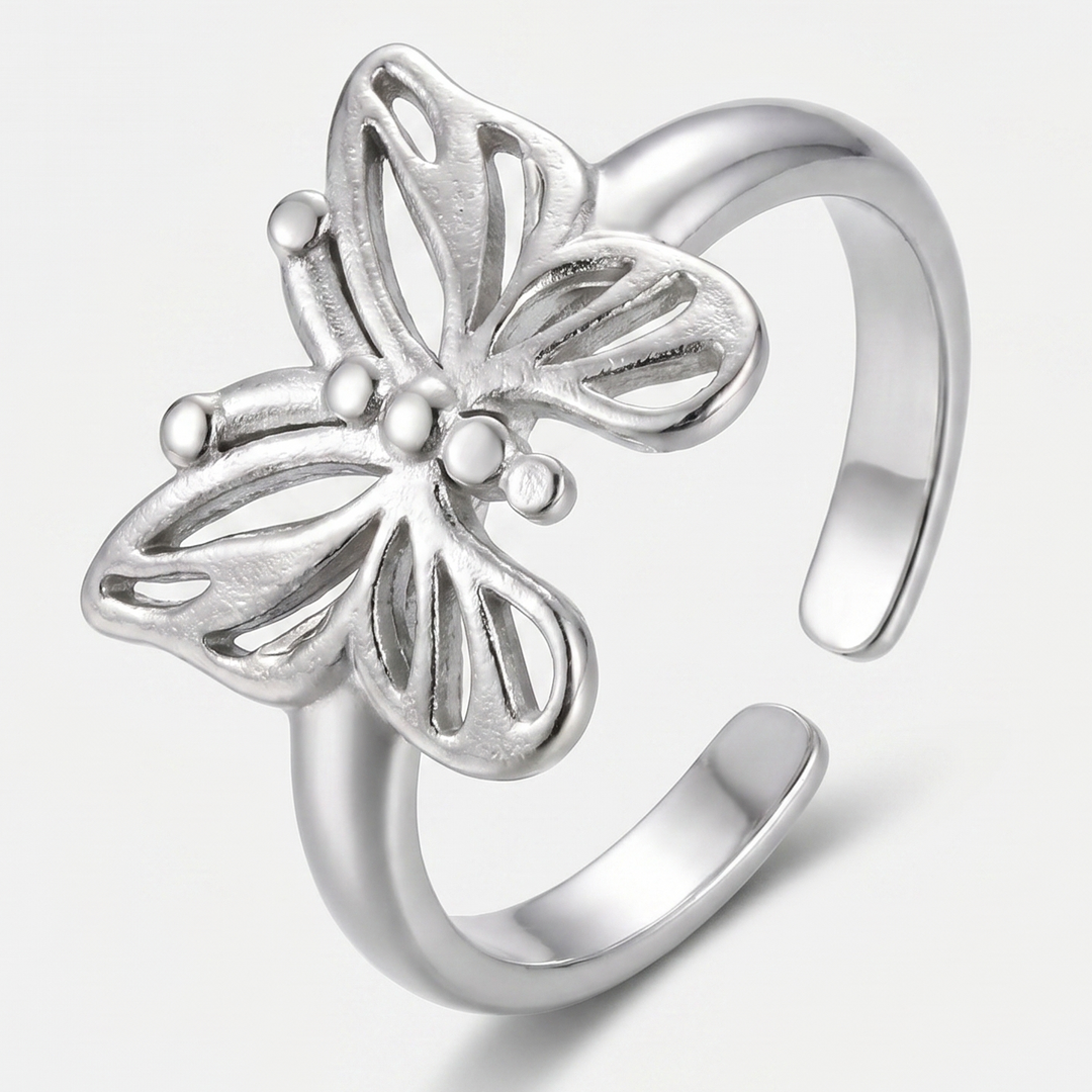 Antique Gold and Silver Butterfly Ring - (ADJUSTABLE)