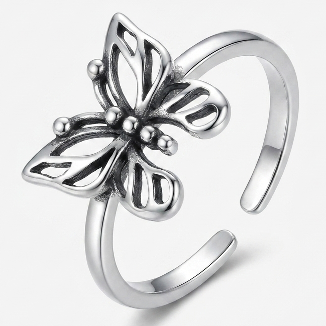 Vintage Silver Butterfly Ring - (ADJUSTABLE)