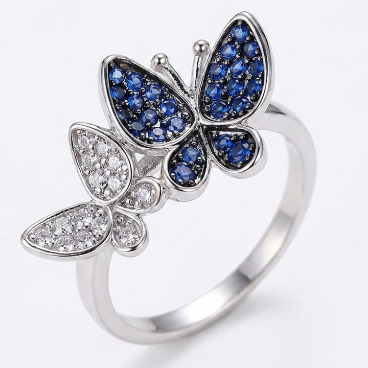 Midnight &amp; Frost Butterfly Ring