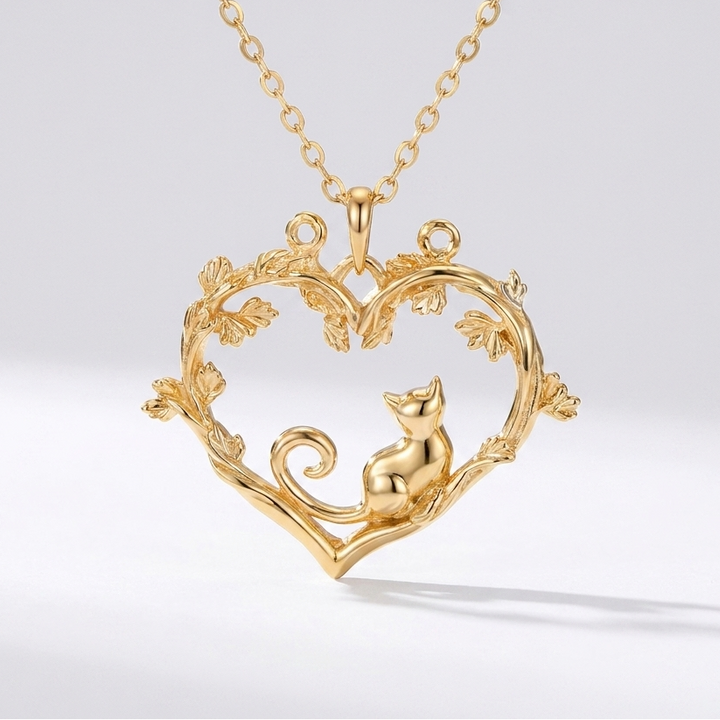 Heart &amp; Whiskers Cat Necklace