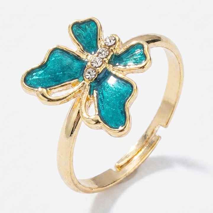 Jade &amp; Gold Butterfly Ring - (ADJUSTABLE)