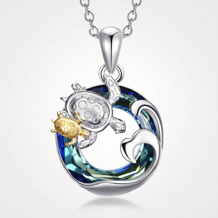 Ocean Wave Turtle Necklace